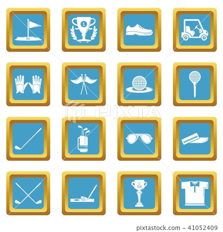 Golf icons set sapphirine square vector 41052409