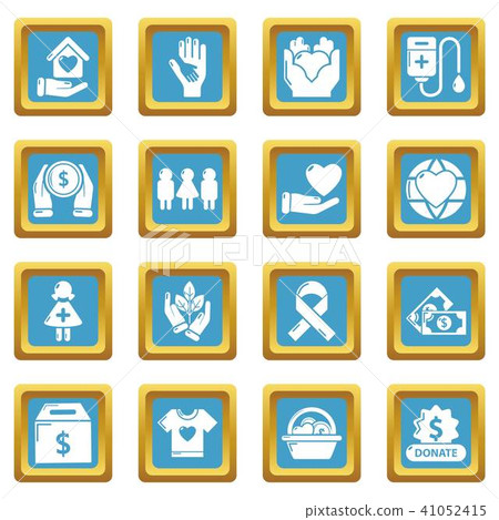 Charity icons set sapphirine square vector Charity icons set sapphirine square vector 41052415