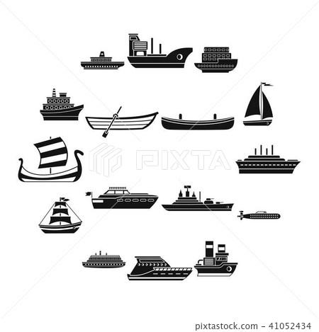 Sea transport icons set, simple style Sea transport icons set, simple style 41052434