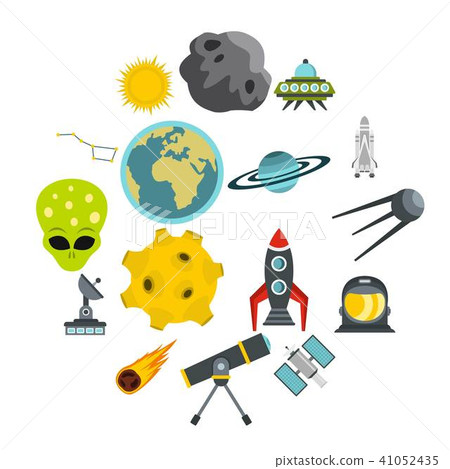 Space set flat icons 41052435