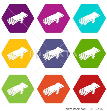 Welding gloves icons set 9 vector Welding gloves icons set 9 vector 41052460