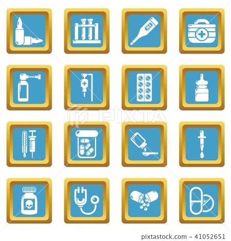 Drug medicine icons set sapphirine square vector 41052651