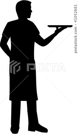 Server with plate silhouette Server with plate silhouette 41052681