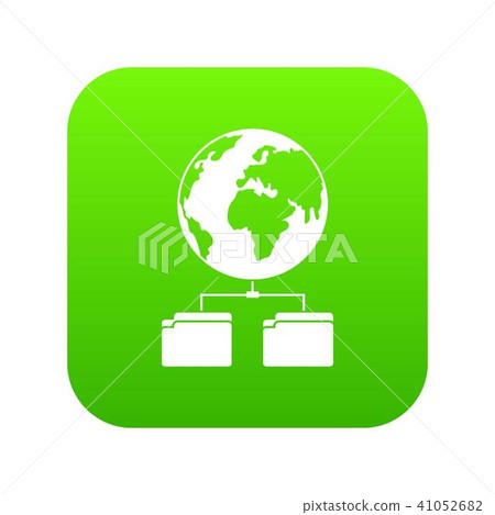 Planet and two folders icon digital green Planet and two folders icon digital green 41052682