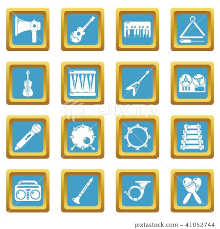 Musical instruments icons set sapphirine square vector Musical instruments icons set sapphirine square vector 41052744