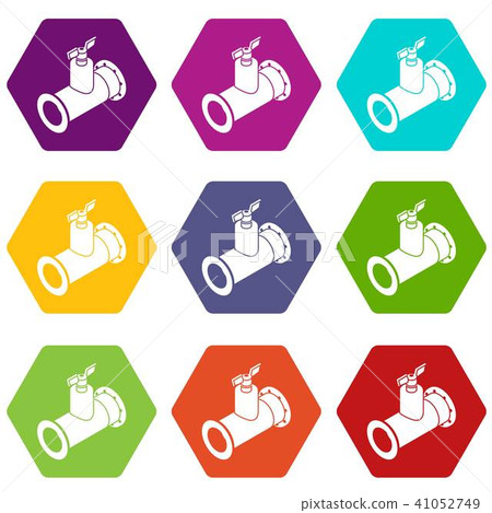 Pipe tap icons set 9 vector 41052749
