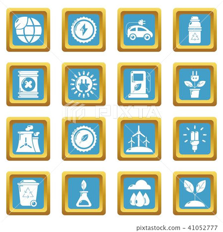 Ecology icons set sapphirine square vector 41052777