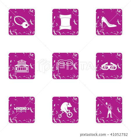 Stylish night icons set, grunge style 41052782