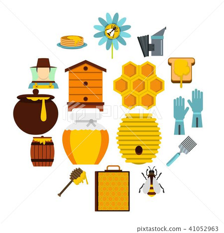 Apiary tools set flat icons - Stock Illustration [41052963] - PIXTA