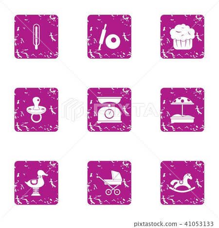 Small child icons set, grunge style - Stock Illustration [41053133] - PIXTA