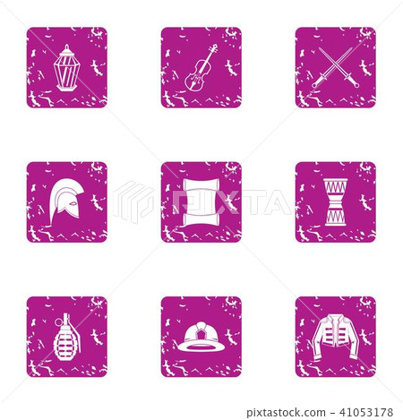 Safeguard icons set, grunge style Safeguard icons set, grunge style 41053178