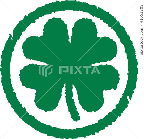 Four-leaf clover in circle grunged Four-leaf clover in circle grunged 41053205