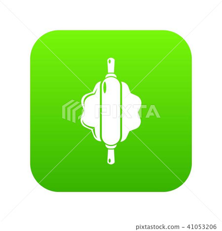 Dough rolling pin icon green vector Dough rolling pin icon green vector 41053206