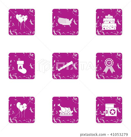 American holiday icons set, grunge style American holiday icons set, grunge style 41053279