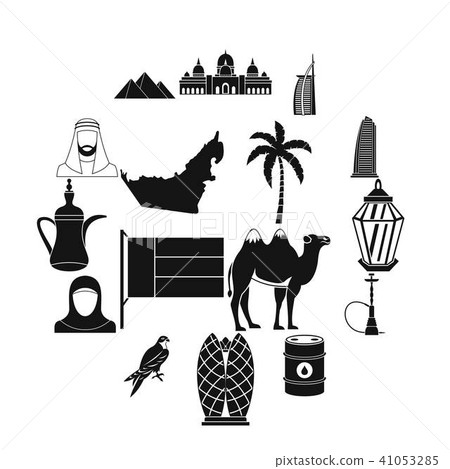 UAE travel icons set, simple style UAE travel icons set, simple style 41053285