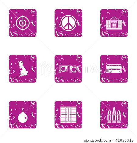 Military world icons set, grunge style 41053313