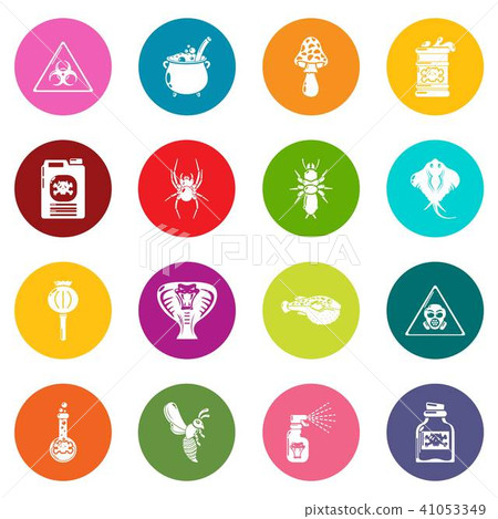 Poison danger toxic icons set colorful circles vector 41053349