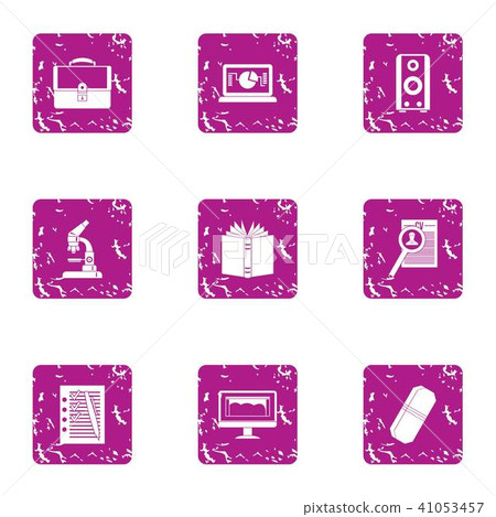 Bookworm icons set, grunge style 41053457