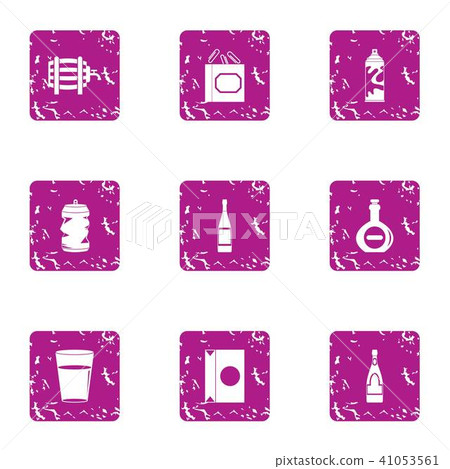Bottled water icons set, grunge style 41053561