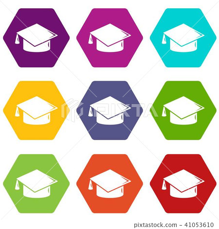 Graduation cap icons set 9 vector Graduation cap icons set 9 vector 41053610