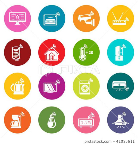 Smart home icons set colorful circles vector Smart home icons set colorful circles vector 41053611