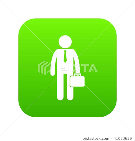 Businessman standing with his briefcase icon digital green Businessman standing with his briefcase icon digital green 41053639