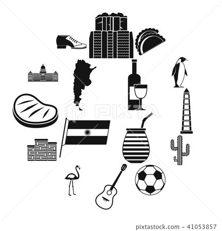 Argentina travel items icons set, simple style Argentina travel items icons set, simple style 41053857
