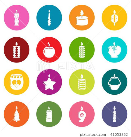 Candle forms icons set colorful circles vector Candle forms icons set colorful circles vector 41053862