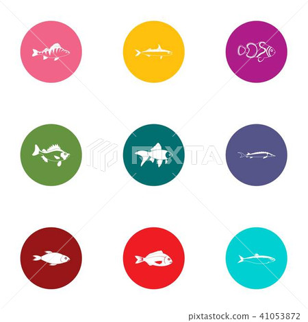 Pisces icons set, flat style 41053872
