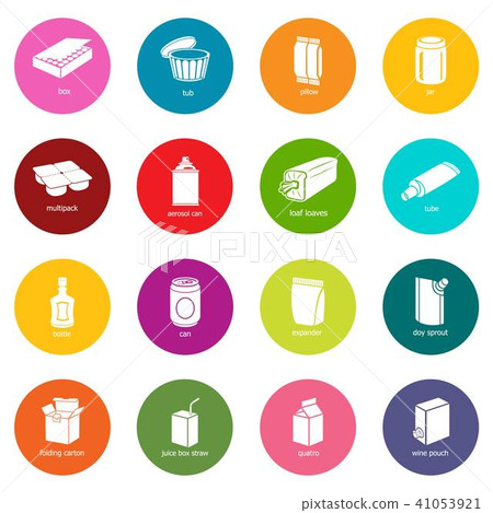 Package types icons set colorful circles vector - Stock Illustration ...