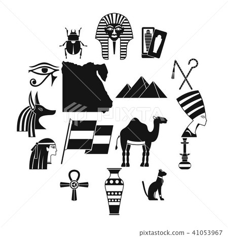 Egypt travel items icons set, simple style 41053967