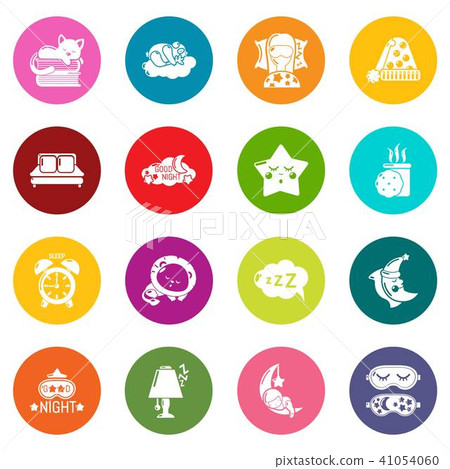 Sleeping icons set colorful circles vector 41054060