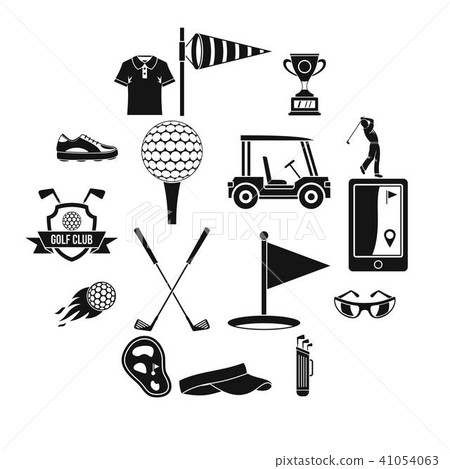 Golf items icons set, simple style 41054063