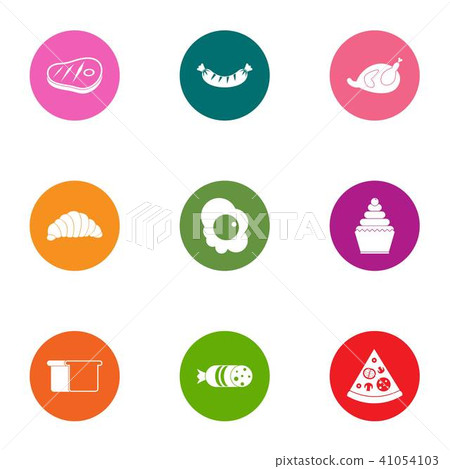 Meat yummy icons set, flat style 41054103