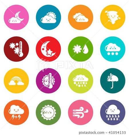 Weater icons set colorful circles vector 41054133