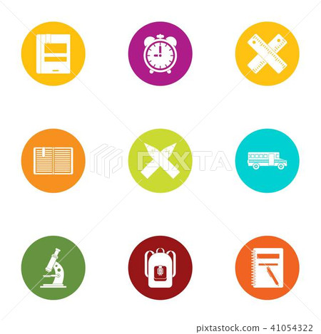 School preparation icons set, flat style 41054322