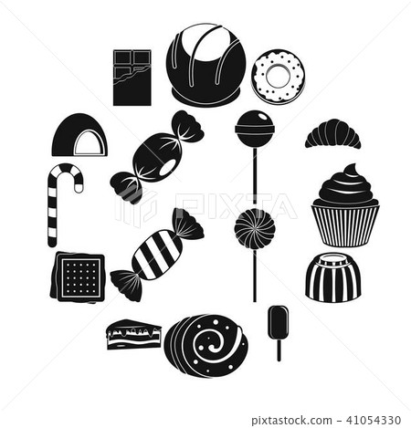 Sweets and candies icons set, simple style - Stock Illustration ...