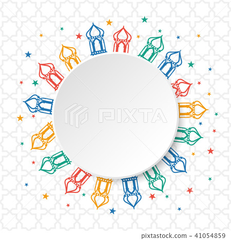 Ramadan Kareem greeting card design paper round wi 41054859
