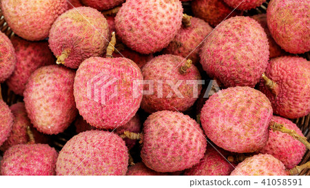 Close up of red lychee fruit. Close up of red lychee fruit. 41058591