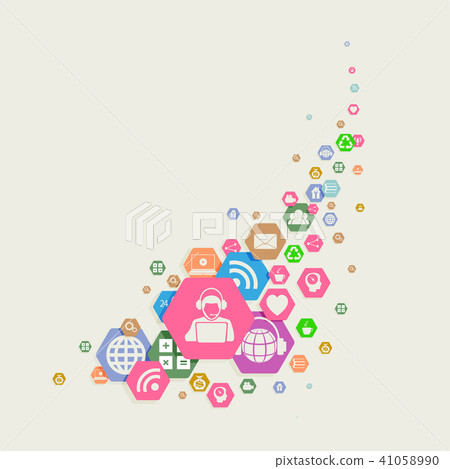 Set of multicolored Internet symbols. 41058990
