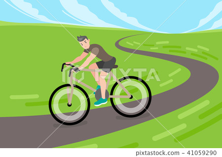 man riding bicycle on road man riding bicycle on road 41059290