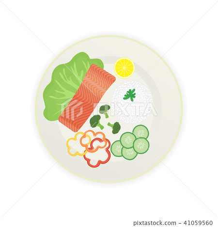 Dinner plate with fish and vegetables 41059560