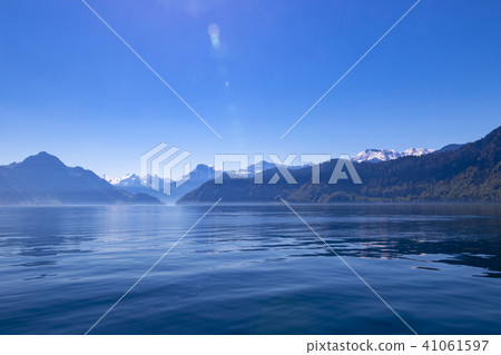 Blue sky and Alps seen from Lake Lucerne in Switzerland 41061597