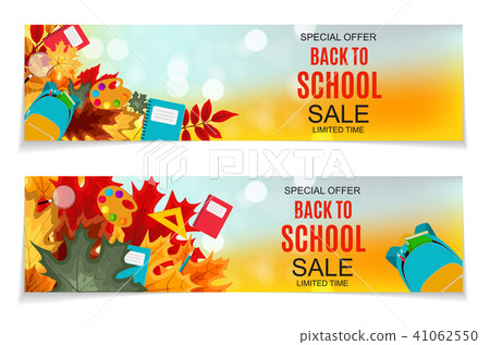 Abstract Vector Illustration Back to School Sale Background with Falling Autumn Leaves 41062550
