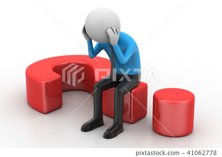 3d man sitting on a question mark - Stock Illustration [41062778] - PIXTA