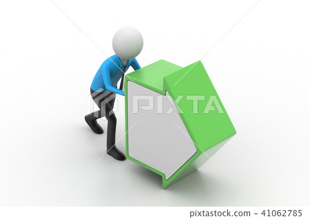 3d man pushing the green arrow - Stock Illustration [41062785] - PIXTA