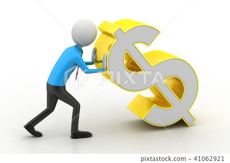 3d man pushing the dollar sign 3d man pushing the dollar sign 41062921