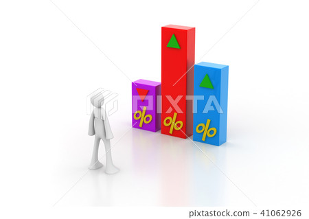 3d man with percentage graph 3d man with percentage graph 41062926