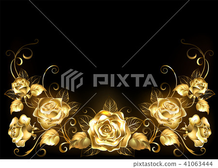 Black background with gold roses Black background with gold roses 41063444