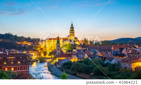 Krumlov Castle at night in Cesky Krumlov, Czech 41064221